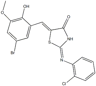 5-(5-bromo-2-hydroxy-3-methoxybenzylidene)-2-[(2-chlorophenyl)imino]-1,3-thiazolidin-4-one Struktur