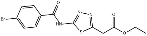 ethyl {5-[(4-bromobenzoyl)amino]-1,3,4-thiadiazol-2-yl}acetate Struktur