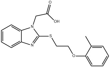 (2-{[2-(2-methylphenoxy)ethyl]sulfanyl}-1H-benzimidazol-1-yl)acetic acid Struktur