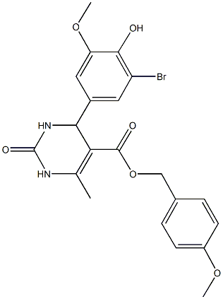 4-methoxybenzyl 4-(3-bromo-4-hydroxy-5-methoxyphenyl)-6-methyl-2-oxo-1,2,3,4-tetrahydro-5-pyrimidinecarboxylate Struktur