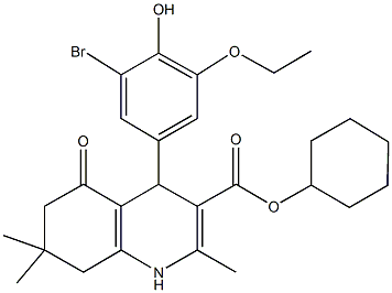 cyclohexyl 4-(3-bromo-5-ethoxy-4-hydroxyphenyl)-2,7,7-trimethyl-5-oxo-1,4,5,6,7,8-hexahydro-3-quinolinecarboxylate Struktur