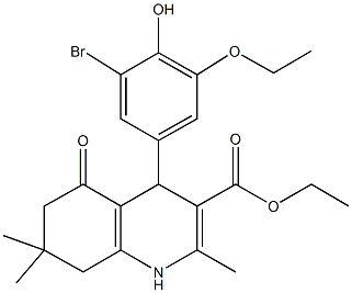 ethyl 4-(3-bromo-5-ethoxy-4-hydroxyphenyl)-2,7,7-trimethyl-5-oxo-1,4,5,6,7,8-hexahydro-3-quinolinecarboxylate Struktur