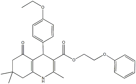 2-phenoxyethyl 4-(4-ethoxyphenyl)-2,7,7-trimethyl-5-oxo-1,4,5,6,7,8-hexahydro-3-quinolinecarboxylate Struktur