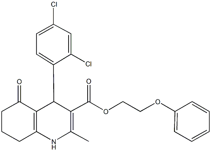 2-phenoxyethyl 4-(2,4-dichlorophenyl)-2-methyl-5-oxo-1,4,5,6,7,8-hexahydro-3-quinolinecarboxylate Struktur