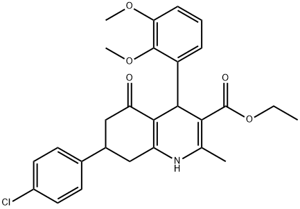 ethyl 7-(4-chlorophenyl)-4-(2,3-dimethoxyphenyl)-2-methyl-5-oxo-1,4,5,6,7,8-hexahydro-3-quinolinecarboxylate Struktur