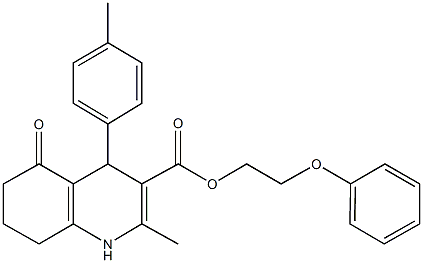 2-phenoxyethyl 2-methyl-4-(4-methylphenyl)-5-oxo-1,4,5,6,7,8-hexahydro-3-quinolinecarboxylate Struktur