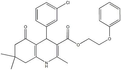 2-phenoxyethyl 4-(3-chlorophenyl)-2,7,7-trimethyl-5-oxo-1,4,5,6,7,8-hexahydro-3-quinolinecarboxylate Struktur