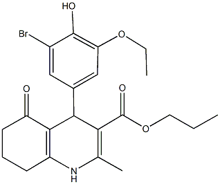 propyl 4-(3-bromo-5-ethoxy-4-hydroxyphenyl)-2-methyl-5-oxo-1,4,5,6,7,8-hexahydro-3-quinolinecarboxylate Struktur