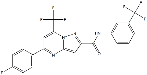 5-(4-fluorophenyl)-7-(trifluoromethyl)-N-[3-(trifluoromethyl)phenyl]pyrazolo[1,5-a]pyrimidine-2-carboxamide Struktur