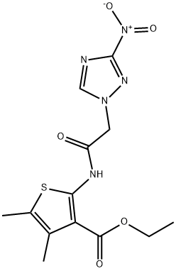 ethyl 2-[({3-nitro-1H-1,2,4-triazol-1-yl}acetyl)amino]-4,5-dimethyl-3-thiophenecarboxylate Struktur