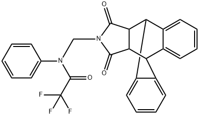 N-[(16,18-dioxo-17-azapentacyclo[6.6.5.0~2,7~.0~9,14~.0~15,19~]nonadeca-2,4,6,9,11,13-hexaen-17-yl)methyl]-2,2,2-trifluoro-N-phenylacetamide Struktur