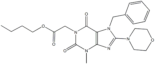 butyl (7-benzyl-3-methyl-8-morpholin-4-yl-2,6-dioxo-2,3,6,7-tetrahydro-1H-purin-1-yl)acetate Struktur