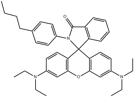 N~3~,N~3~,N~6~,N~6~-tetraethyl-2'-(4-butylphenyl)-3'-oxospiro[9H-xanthene-9,1'-isoindoline]-3,6-diamine Struktur