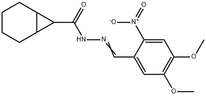 N'-{2-nitro-4,5-dimethoxybenzylidene}bicyclo[4.1.0]heptane-7-carbohydrazide Struktur