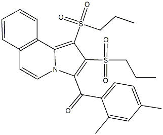 [1,2-bis(propylsulfonyl)pyrrolo[2,1-a]isoquinolin-3-yl](2,4-dimethylphenyl)methanone Struktur