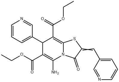 diethyl 5-amino-3-oxo-7-(3-pyridinyl)-2-(3-pyridinylmethylene)-2,3-dihydro-7H-[1,3]thiazolo[3,2-a]pyridine-6,8-dicarboxylate Struktur