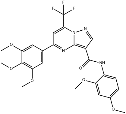 N-(2,4-dimethoxyphenyl)-7-(trifluoromethyl)-5-(3,4,5-trimethoxyphenyl)pyrazolo[1,5-a]pyrimidine-3-carboxamide Struktur