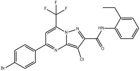 5-(4-bromophenyl)-3-chloro-N-(2-ethylphenyl)-7-(trifluoromethyl)pyrazolo[1,5-a]pyrimidine-2-carboxamide Struktur