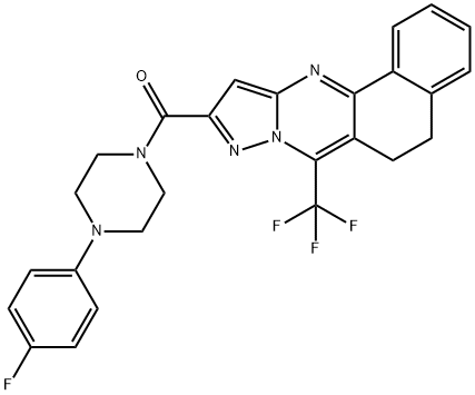 10-{[4-(4-fluorophenyl)-1-piperazinyl]carbonyl}-7-(trifluoromethyl)-5,6-dihydrobenzo[h]pyrazolo[5,1-b]quinazoline Struktur