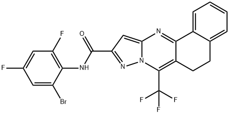 N-(2-bromo-4,6-difluorophenyl)-7-(trifluoromethyl)-5,6-dihydrobenzo[h]pyrazolo[5,1-b]quinazoline-10-carboxamide Struktur