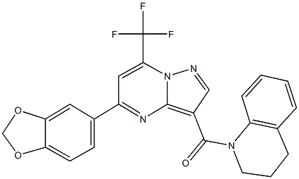 1-{[5-(1,3-benzodioxol-5-yl)-7-(trifluoromethyl)pyrazolo[1,5-a]pyrimidin-3-yl]carbonyl}-1,2,3,4-tetrahydroquinoline Struktur