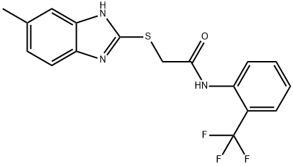 2-[(5-methyl-1H-benzimidazol-2-yl)sulfanyl]-N-[2-(trifluoromethyl)phenyl]acetamide Struktur