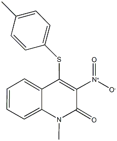 3-nitro-1-methyl-4-[(4-methylphenyl)sulfanyl]quinolin-2(1H)-one Struktur