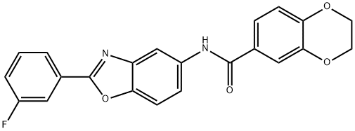 N-[2-(3-fluorophenyl)-1,3-benzoxazol-5-yl]-2,3-dihydro-1,4-benzodioxine-6-carboxamide Structure