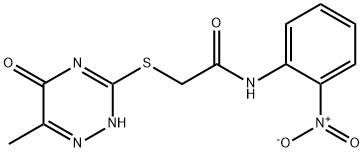 N-{2-nitrophenyl}-2-[(6-methyl-5-oxo-4,5-dihydro-1,2,4-triazin-3-yl)sulfanyl]acetamide Struktur