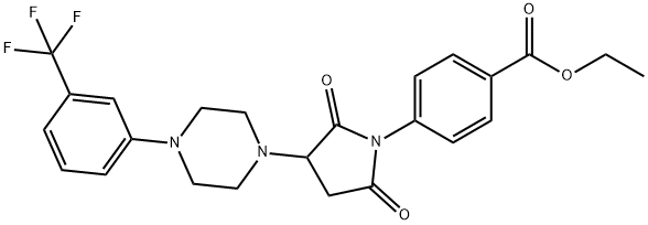 ethyl 4-(2,5-dioxo-3-{4-[3-(trifluoromethyl)phenyl]-1-piperazinyl}-1-pyrrolidinyl)benzoate Struktur