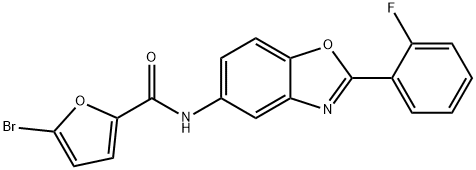 5-bromo-N-[2-(2-fluorophenyl)-1,3-benzoxazol-5-yl]-2-furamide Struktur