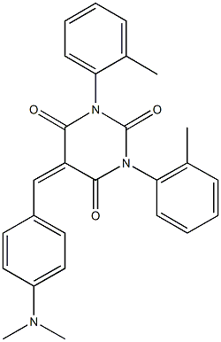 5-[4-(dimethylamino)benzylidene]-1,3-bis(2-methylphenyl)-2,4,6(1H,3H,5H)-pyrimidinetrione Struktur