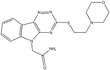 2-(3-{[2-(4-morpholinyl)ethyl]sulfanyl}-5H-[1,2,4]triazino[5,6-b]indol-5-yl)acetamide Struktur