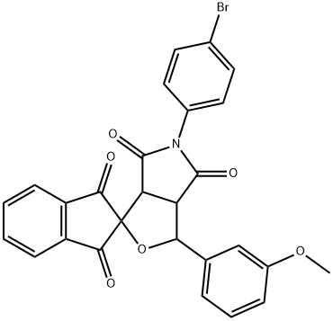 5-(4-bromophenyl)-1-(3-methoxyphenyl)-3a,6a-dihydrosprio[1H-furo[3,4-c]pyrrole-3,2'-(1'H)-indene]-1',3',4,6(2'H,3H,5H)-tetrone Struktur