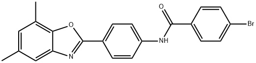 4-bromo-N-[4-(5,7-dimethyl-1,3-benzoxazol-2-yl)phenyl]benzamide Struktur