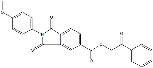 2-oxo-2-phenylethyl 2-(4-methoxyphenyl)-1,3-dioxo-5-isoindolinecarboxylate Struktur