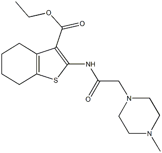 ethyl 2-{[(4-methyl-1-piperazinyl)acetyl]amino}-4,5,6,7-tetrahydro-1-benzothiophene-3-carboxylate Struktur