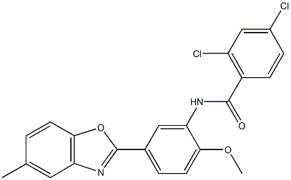 2,4-dichloro-N-[2-methoxy-5-(5-methyl-1,3-benzoxazol-2-yl)phenyl]benzamide Struktur