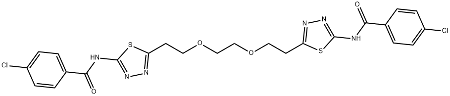 4-chloro-N-(5-{2-[2-(2-{5-[(4-chlorobenzoyl)amino]-1,3,4-thiadiazol-2-yl}ethoxy)ethoxy]ethyl}-1,3,4-thiadiazol-2-yl)benzamide Struktur