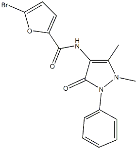 5-bromo-N-(1,5-dimethyl-3-oxo-2-phenyl-2,3-dihydro-1H-pyrazol-4-yl)-2-furamide Struktur