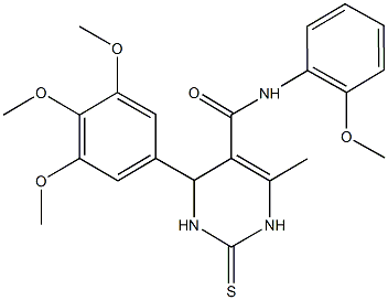 N-(2-methoxyphenyl)-6-methyl-2-thioxo-4-(3,4,5-trimethoxyphenyl)-1,2,3,4-tetrahydro-5-pyrimidinecarboxamide Struktur