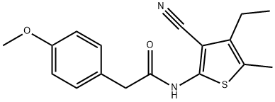 N-(3-cyano-4-ethyl-5-methyl-2-thienyl)-2-(4-methoxyphenyl)acetamide Struktur