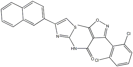 3-(2,6-dichlorophenyl)-5-methyl-N-[4-(2-naphthyl)-1,3-thiazol-2-yl]-4-isoxazolecarboxamide Struktur