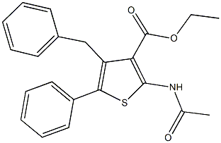 ethyl 2-(acetylamino)-4-benzyl-5-phenyl-3-thiophenecarboxylate Struktur