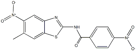 4-nitro-N-{5-nitro-6-methyl-1,3-benzothiazol-2-yl}benzamide Struktur