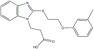 3-(2-{[2-(3-methylphenoxy)ethyl]sulfanyl}-1H-benzimidazol-1-yl)propanoic acid Struktur