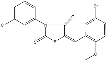 5-(5-bromo-2-methoxybenzylidene)-3-(3-chlorophenyl)-2-thioxo-1,3-thiazolidin-4-one Struktur