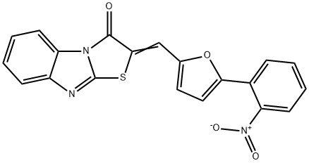 2-[(5-{2-nitrophenyl}-2-furyl)methylene][1,3]thiazolo[3,2-a]benzimidazol-3(2H)-one Struktur