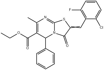 ethyl 2-(2-chloro-6-fluorobenzylidene)-7-methyl-3-oxo-5-phenyl-2,3-dihydro-5H-[1,3]thiazolo[3,2-a]pyrimidine-6-carboxylate Struktur