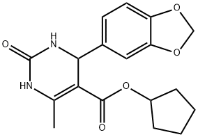 cyclopentyl 4-(1,3-benzodioxol-5-yl)-6-methyl-2-oxo-1,2,3,4-tetrahydro-5-pyrimidinecarboxylate Struktur